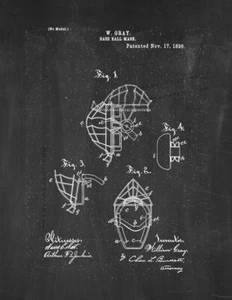Baseball Mask Patent Print Chalkboard - Picture 1 of 3
