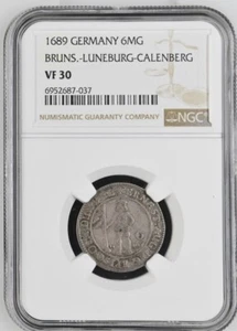 1689 German States Brunswick Lunenberg. 1/6 Taler 6 MG. NGC VF 30 - Picture 1 of 2