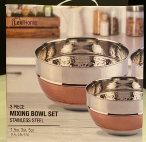 Lexi Home Edelstahl 3 Stück Rührschüssel Set 1,5 Quart, 3 Quart & 5 qt. ~ NEU - Bild 1 von 6