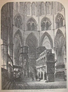 2 VIEWS WESTMINSTER ABBEY LONDON ENGLAND 1866 ILLUSTRATED LONDON NEWS - Picture 1 of 4