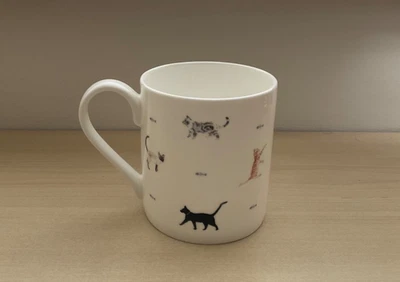 Sophie Allport Cats Mug Fine Bone China cup tea coffee white, preowned. - Image 1 of 4