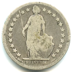 Suisse 1/2 franc argent 1877 B n°6116 - Foto 1 di 2