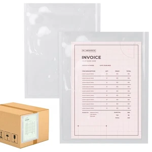 500 pcs Clear Face Packing List Envelopes 9.5" x 12" Packing Slip Pouch 2 mil - Picture 1 of 7
