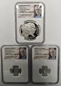 2015 March of Dimes Silver 3 Coin Set NGC PF 70 Roosevelt Label Early Releases - Picture 1 of 8