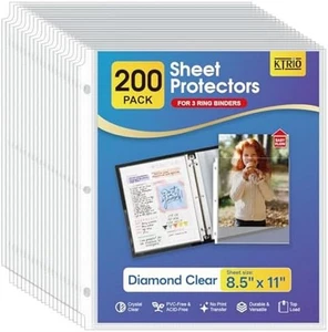 Paquete de 200 protectores de hoja de 8,5 X 11 pulgadas, fundas de plástico transparente para carpetas - Imagen 1 de 7