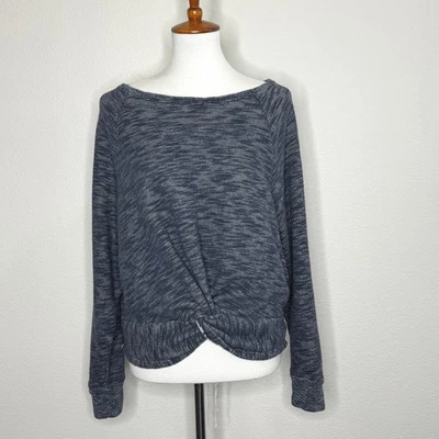 J. CREW Twist Knot French Terry Sweatshirt L/XL Indigo Navy Boat Neck Lounge - Image 1 of 4