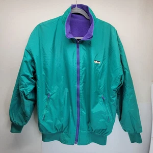 80s Reversible Jacket Medium Teal Purple Full Zip SFH single stitch Fleece Wind - Picture 1 of 15