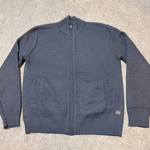 Buffalo Jacket Mens Extra Large Blue Knit Mock Neck Full Zip Pockets Long Sleeve - Picture 1 of 14