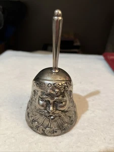 Vintage Enesco Silber bespielt Weihnachtsmann Kopf Metall Glocke Weihnachtsdeko  - Bild 1 von 8