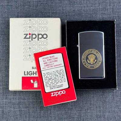 Presidential Seal Ronald Reagan Zippo Slim Lighter White House Issue 80s NOS 2 - Image 1 of 4