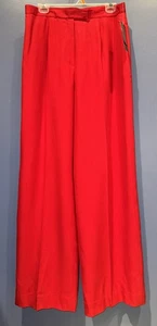 14, rote Seidenhose, Lauren Ralph Lauren gefüttert Vintage 1990’s Neu mit Etikett weites Bein Kleid - Bild 1 von 6