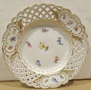 Meissen Durchbruch/Zierteller 20,5cm Streublumen Gold um 1900, 1.Wahl selten  2 - Bild 1 von 5
