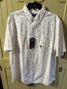 Camisa Chaps XL Blanca Palmera Estampada Manga Corta Informal Papá Nueva con Etiquetas Fácil - Imagen 1 de 7