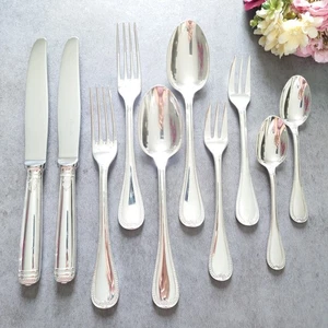 Christofle Malmaison Standard Knife Fork Spoon 10pcs Silverplate Excellent - Picture 1 of 20
