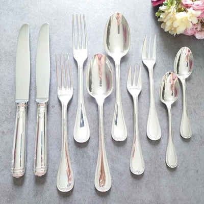 Christofle Malmaison Standard Knife Fork Spoon 10pcs Silverplate Excellent - Image 1 of 4