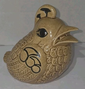 Vintage Keramik Vogel Figur Streuer - braun glasiert Eule/Zirpen Stil - Bild 1 von 9