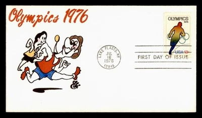 DR WHO 1976 FDC OLYMPICS HAND PAINTED CACHET w14667 - Image 1 of 2