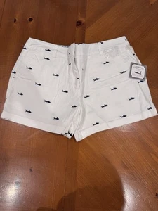 Cambridge Dry Goods Shorts Womens 8 Flat Front Stretch Shark & Anchor NWT - Picture 1 of 6