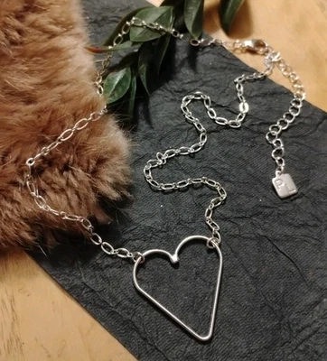 Designer PARK LANE "Juliet" Wireform Heart Silver Plate 14"+ Adjustable Necklace - Image 1 of 4