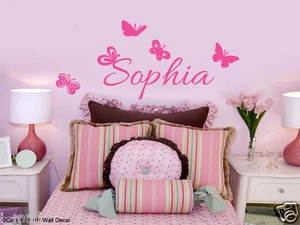 PERSONALISED NAME & BUTTERFLIES Kids Removable Wall Decal for kids - Picture 1 of 9