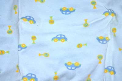 Vtg Cherokee BABY Receiving Blanket Blue Cars & Stop signs Stripes 25X28 - Image 1 of 3