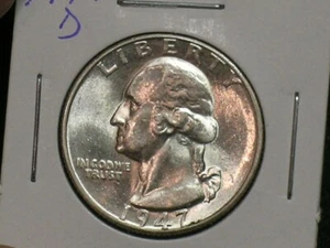 1947-D Borderline Stempelglanz Washington Viertel -- KOMBIVERSAND AD6-5 - Bild 1 von 3