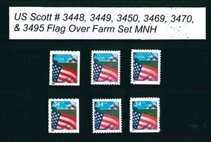 US Scott # 3448, 3449, 3450, 3469, 3470, & 3495 / Flag Over Farm Set of 6 - Picture 1 of 1