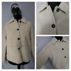 Cream Faux Shearling Short Jacket Size 12 Button Fastening Cosy Warm