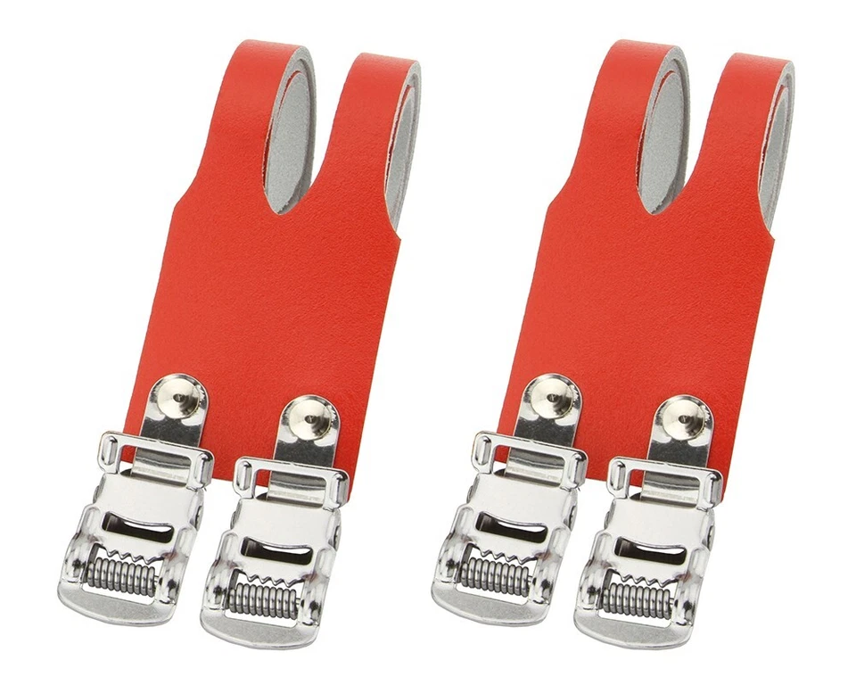 Кожаные ремни с двойным носком AltaLine M.T.B. Ремешок педали дорожного, фиксируемого велосипеда КРАСНЫЙ. - Изображение 1 из 1