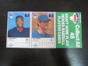 1987 MSA Kraft Home Plate Heroes 2 Card Panel Kirby Puckett Dale Murphy