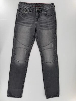 True Religion Boys Rocco Skinny Jeans Sz 12 26/27.5” Inseam Moto Grunge Black - Image 1 of 4