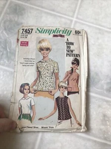 1960's VTG Simplicity Teen Juniors Blouse Pattern 7457 Size 5/6 - Picture 1 of 4