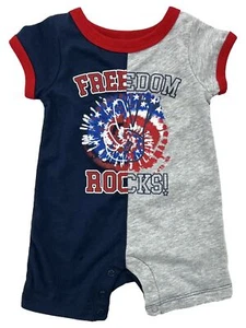 Infant Boys Patriotic Freedom Rocks Fourth Of July Baby Romper 3-6 Months - Picture 1 of 1