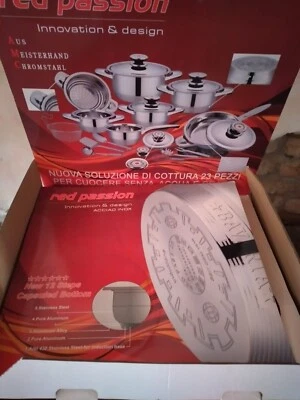 SET BATTERIA DI PENTOLE 23 PEZZI IN ACCIAIO INOX INDUZIONE ANTIADERENTE AMC - Immagine 1 di 4