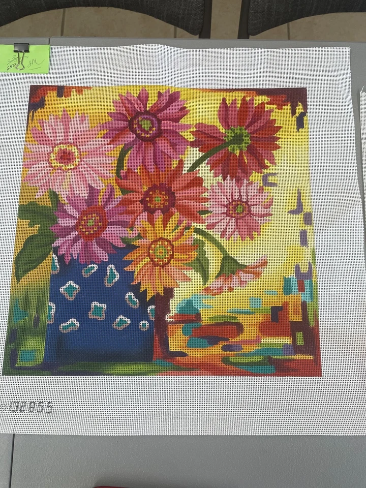 hand painted needlepoint canvas JM I'm Beautiful Floral - Image 1 of 1