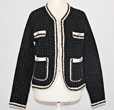 ELIE TAHARI SHIMMERING METALLIC TWEED CONTRAST EMBELLISHED DRESSY JACKET  S $445 - Image 1 of 4