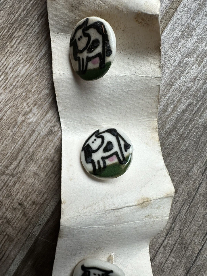 SALE - Handmade Cow Buttons - Set Of Six- Made In Oregon 3/4 Inch Each- Moo - Image 1 of 4