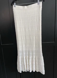 House of Harlow 1960 Crochet Knit Flare Ivory Skirt Size M - Bild 1 von 6