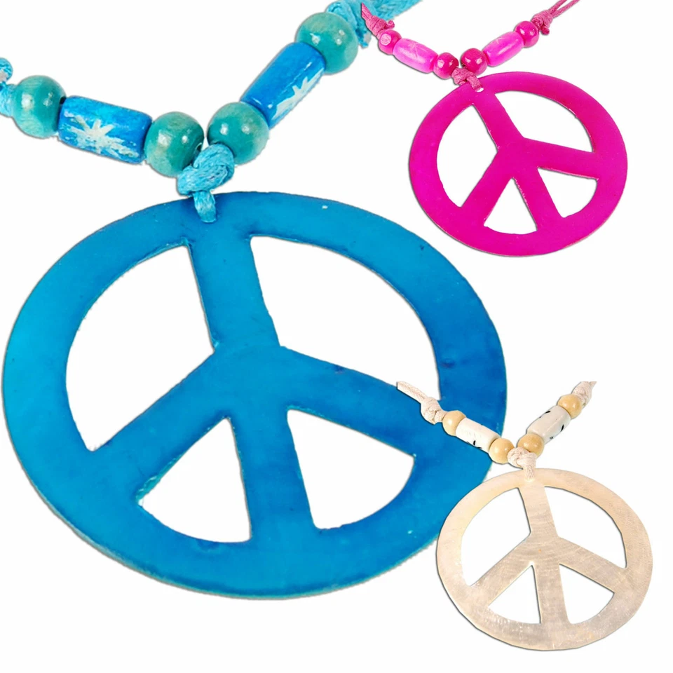 Seestern Peace Halskette Modeschmuck mit gefärbt.Perlmut Anhänger variables Band - Bild 1 von 1