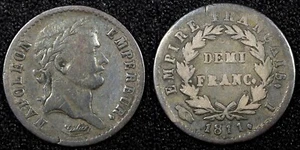 FRANCE Napoleon I Silver 1811 I  1/2 Franc Limoges Mint Toned KM# 691.7 (25 524) - Picture 1 of 3