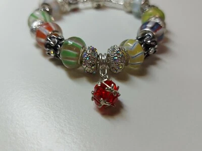 Idea regalo Bracciale da donna Charm Cristalli tipo pandora Cuore Ciondolo - Immagine 1 di 3