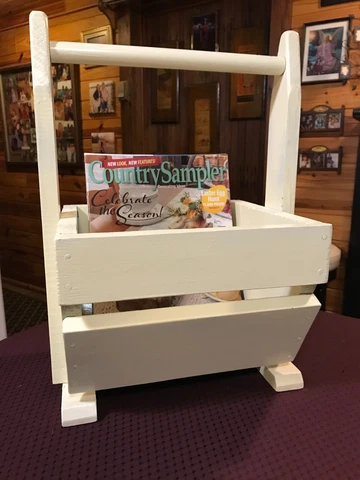 VINTAGE HANDMADE WOODEN GARDEN CADDY TOTE MAGAZINE BASKET RACK with HANDLE Cover