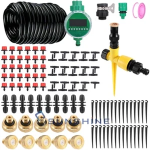 Drip Irrigation System Plant Garden Self Watering Hose Micro Sprinkle Timer Kit - Picture 1 of 79