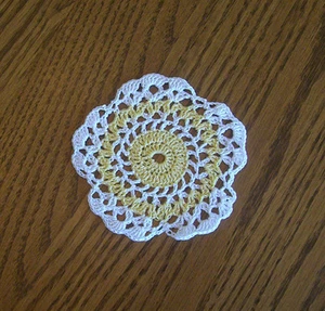 Crochet White & Yellow Flower Coaster  - Picture 1 of 1