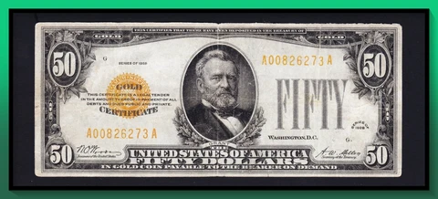Fr. 2404 1928 $50 GOLD CERTIFICATE VF Cover