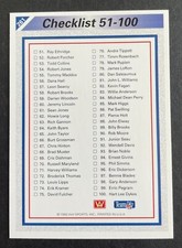 1992 All World FOOTBALL CHECKLIST  #261 Cards 1-100 UNMARKED Nice Card !!!