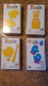 New LOT OF 4 SIZZIX YELLOW DIES Baseball Gear Milton's X2 And Gifts - Picture 1 of 3