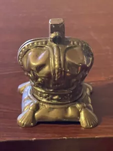 Vintage Queen Elizabeth II Coronation Crown Cast Iron Coin Bank UK - Picture 1 of 5