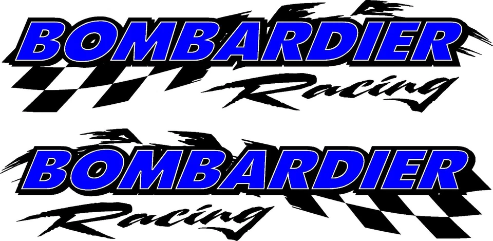 Bombardier racing checker snowmobile 2 sticker decal set 5" x 22"  Foto 1 de 1