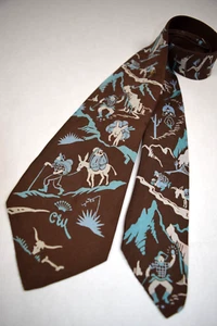Countess Mara Neck Tie VTG 40s California Gold Rush Centennial 50.5" x 4" c.1948 - Picture 1 of 8